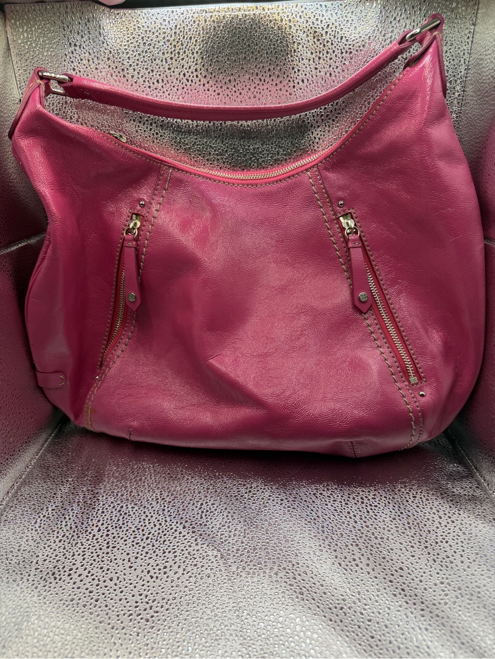 Cole Haan Pink Crinkle Patent Leather Shoulder Bag